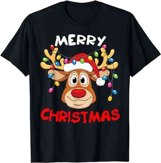 2. Merry Christmas Reindeer Xmas Family Men Women T-Shirt