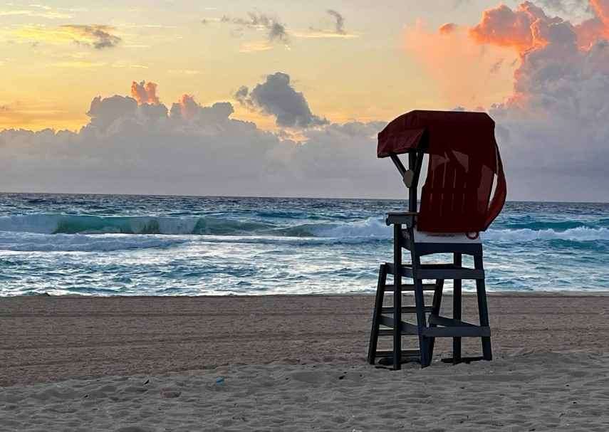 A lifeguard chair on a French Nude Beach