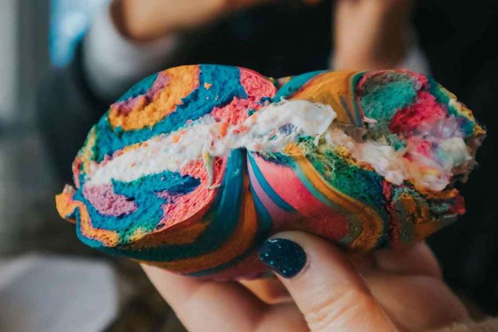 Rainbow Bagel at The Bagel Store